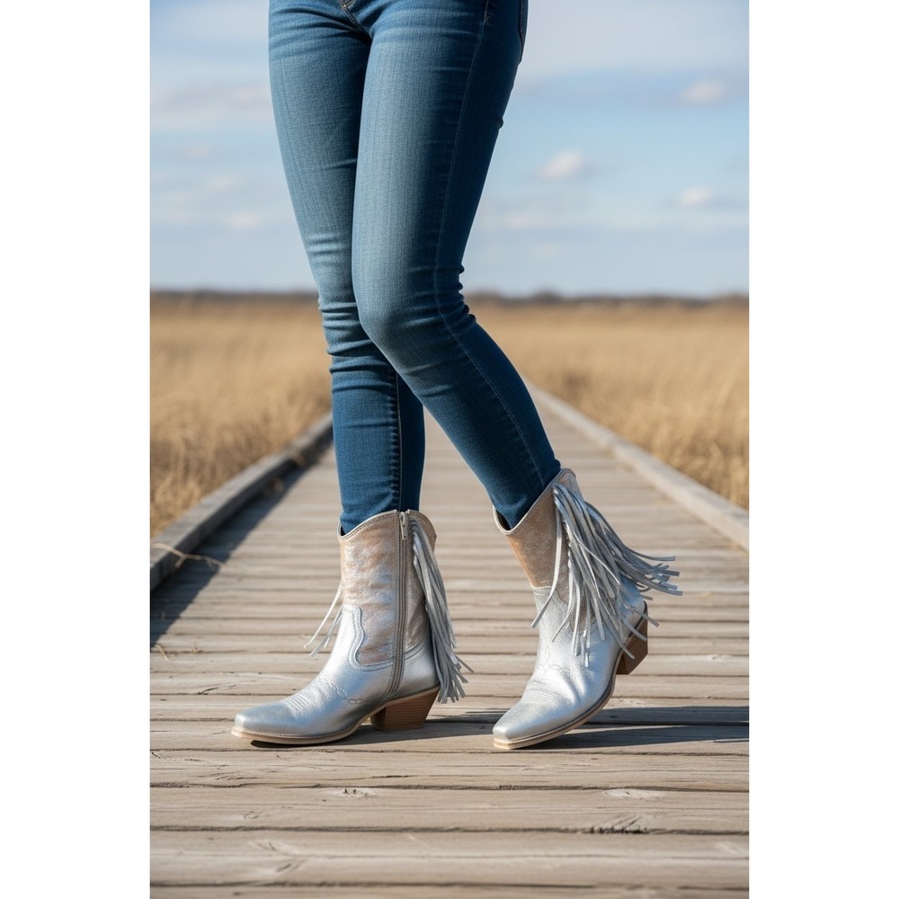 Very Volatile Prickly Pear Women's Boot Genuine Leather Upper Silver Tassle Sz 9